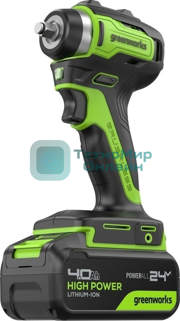 Гайковерт Greenworks G24IW200 аккум. патрон:квад.3/8