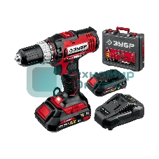 Дрель-шуруповерт Зубр ДШЛ-185-22, 18 В, 2 Ач, 40 Нм, щеточный