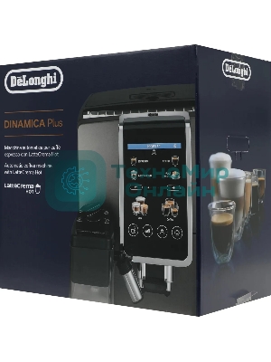 Кофемашина автоматическая DeLonghi Dinamica Plus ECAM380.95.TB черный/серый, исп. кофе - зерновой/молотый, 1.8 л, 1450 Вт, 15 Бар.