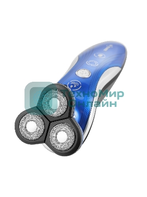 Электробритва Centek CT-2170 (синий) ротор 3D, влажное бритье, 3 плав.головки, 2-ные лезвия, до 50 мин раб