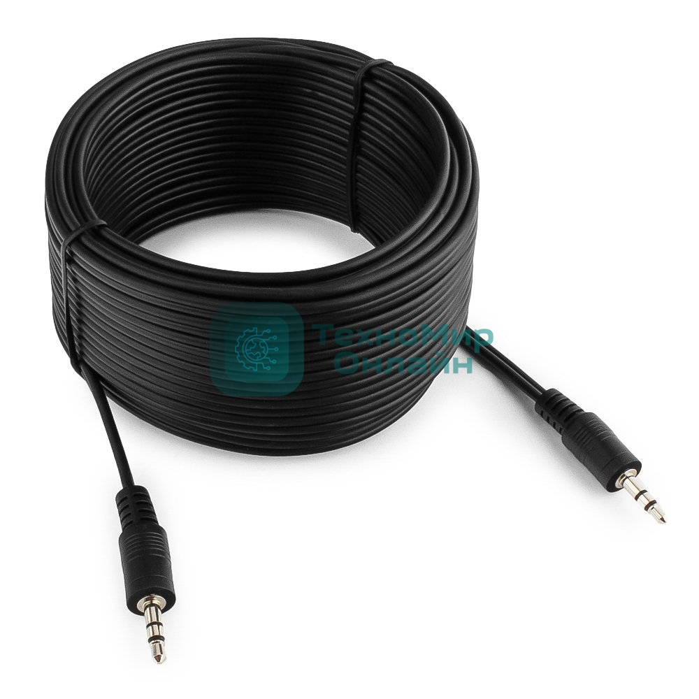 Кабель аудио Cablexpert CCA-404-10M-N, Jack 3.5(M)/Jack 3.5(M), 3pin, 10м, черный, пакет