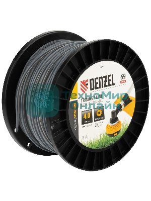 Леска для триммера Denzel двухкомпонентная круглая, 4,0мм х 69м, на DIN катушке EXTRA CORD