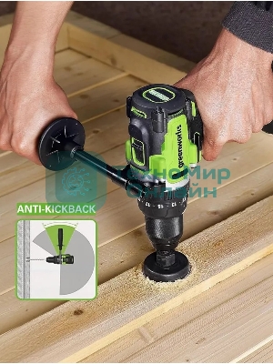Дрель-шуруповерт аккумуляторная Greenworks GD24DD140 24V, 70/140Нм,Anti-kickback,2х4Ач,ЗУ,кор 3707607CUD