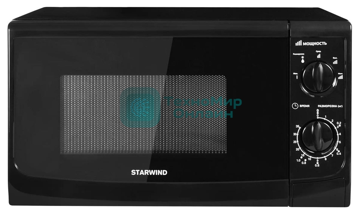 Микроволновая печь Starwind SWM5720 черный, 20 л, 700 Вт, переключатели - поворотный механизм