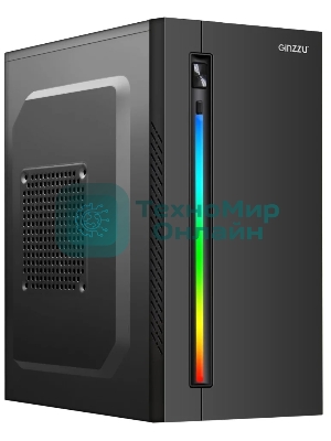 Компьютерный корпус Ginzzu D350 2хUSB 2.0,AU RGb w/o PSU