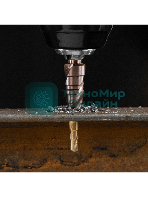 Сверло ступенчатое Denzel 4-5-6-7-8-9-10-11-12 мм, Р6М5К5, 6-гр. хвостовик 723612