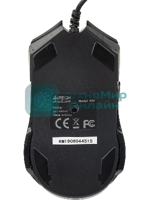 Мышь проводная A4Tech X89 черный, 2400 dpi, USB, кнопки - 8