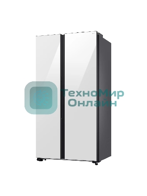 Холодильник Samsung RS80F65M1WWT белое стекло двухкамерный 417/229л морозилка сбоку, No Frost, Side by Side