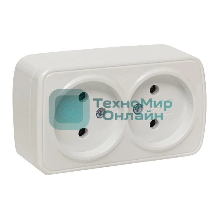 Розетка EKF EGR10-102-10 2-я, б/з, 10А, ОП Basic Минск белый