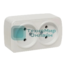 Розетка EKF EGR10-102-10 2-я, б/з, 10А, ОП Basic Минск белый