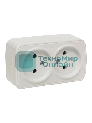Розетка EKF EGR10-102-10 2-я, б/з, 10А, ОП Basic Минск белый
