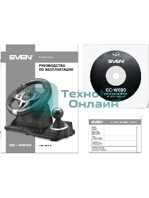 Руль черный SVEN GC-W600 (виброотдача, педали, джойстик, 12 кн., USB)