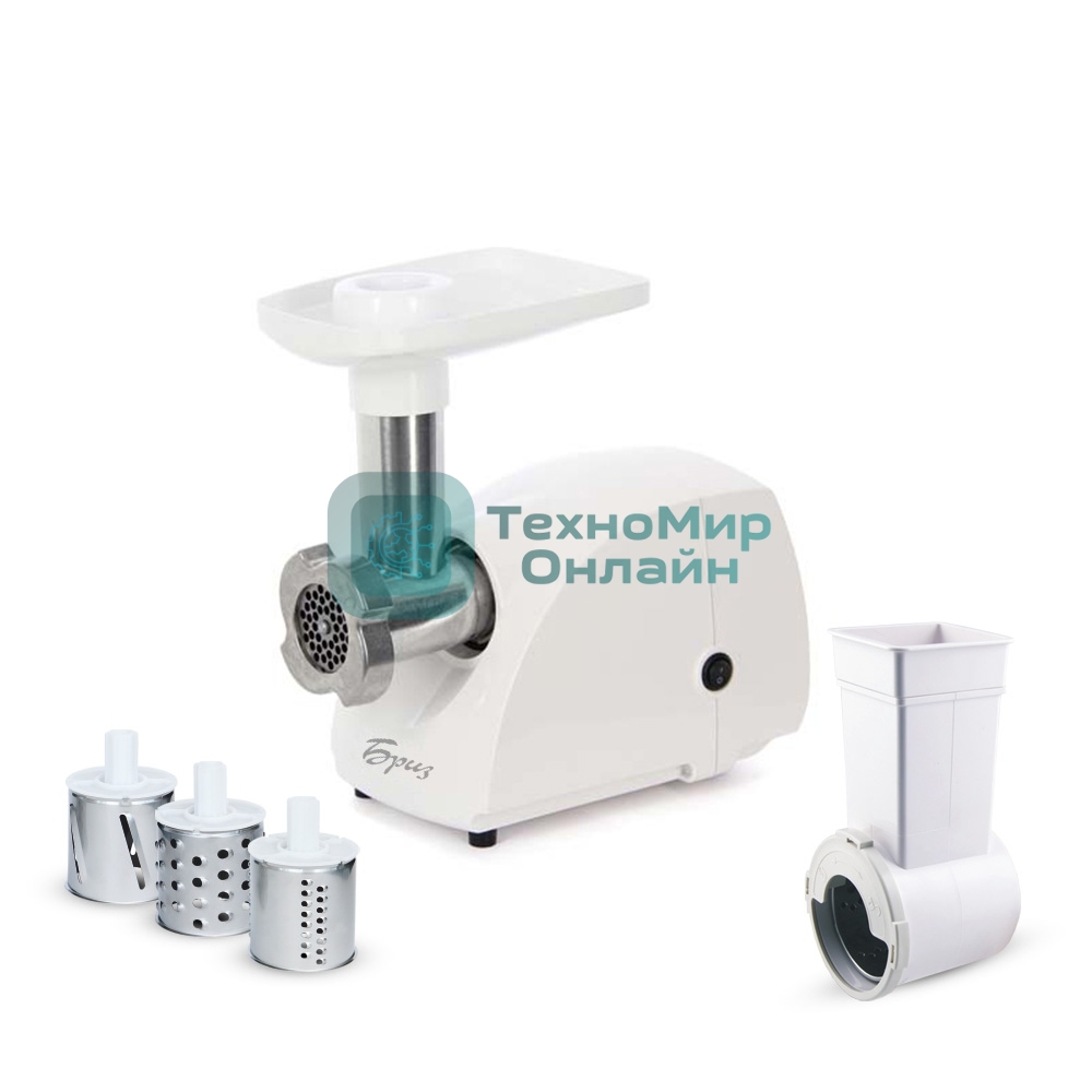 Мясорубка электрическая Аксион Бриз М12.23 белый, 600 Вт, 0.67 кг/мин, защита от перегрузки, насадки - 5