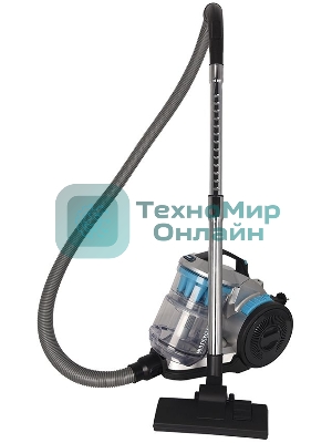 Пылесос Hyundai HYV-C2955 серебристый/синий, 380/2400 Вт, уборка сухая, пылесборник контейнер 3.5 л