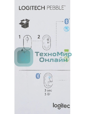 Мышь беспроводная Logitech Pebble M350 белый, 1000 dpi, радиоканал, Bluetooth, USB, кнопки - 3