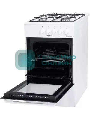 Плита газовая Hansa FCGW510029A белый, конфорок 4 газовых, духовка 53 л, 50 см x 85 см x 57 см