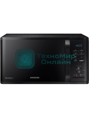 Микроволновая печь Samsung MG23K3515AK/BW черный, 23 л, 800 Вт, переключатели - кнопки, поворотный механизм