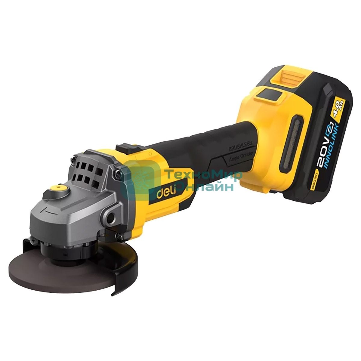 Угловая шлифовальная машина аккумуляторная Deli DC602, (2АКБ*4А·ч + ЗУ, 125мм)
