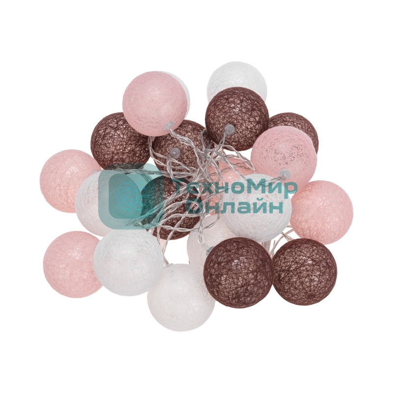 Тайские фонарики Neon-night Вельвет 3,5 м, 20 LED, прозрачный ПВХ, теплый белый, питание USB