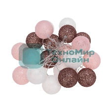 Тайские фонарики Neon-night Вельвет 3,5 м, 20 LED, прозрачный ПВХ, теплый белый, питание USB