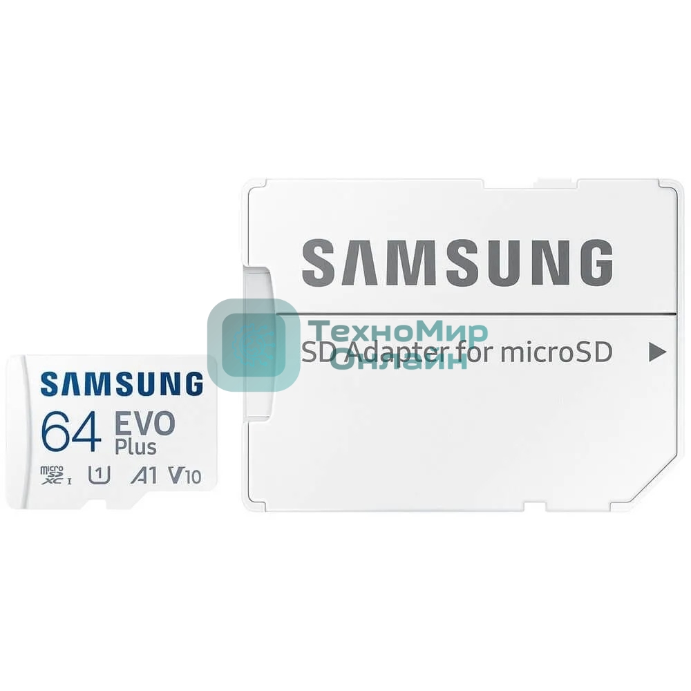 Флеш карта Samsung EVO Plus, microSDXC 64Gb (R/W 160/90 Mb/s, adapter) MB-MC64SA/APC
