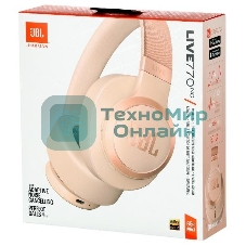 Беспроводные/проводные наушники JBL Live 770NC бежевый, полноразмерные, Bluetooth + проводной, адаптивное шумоподавление