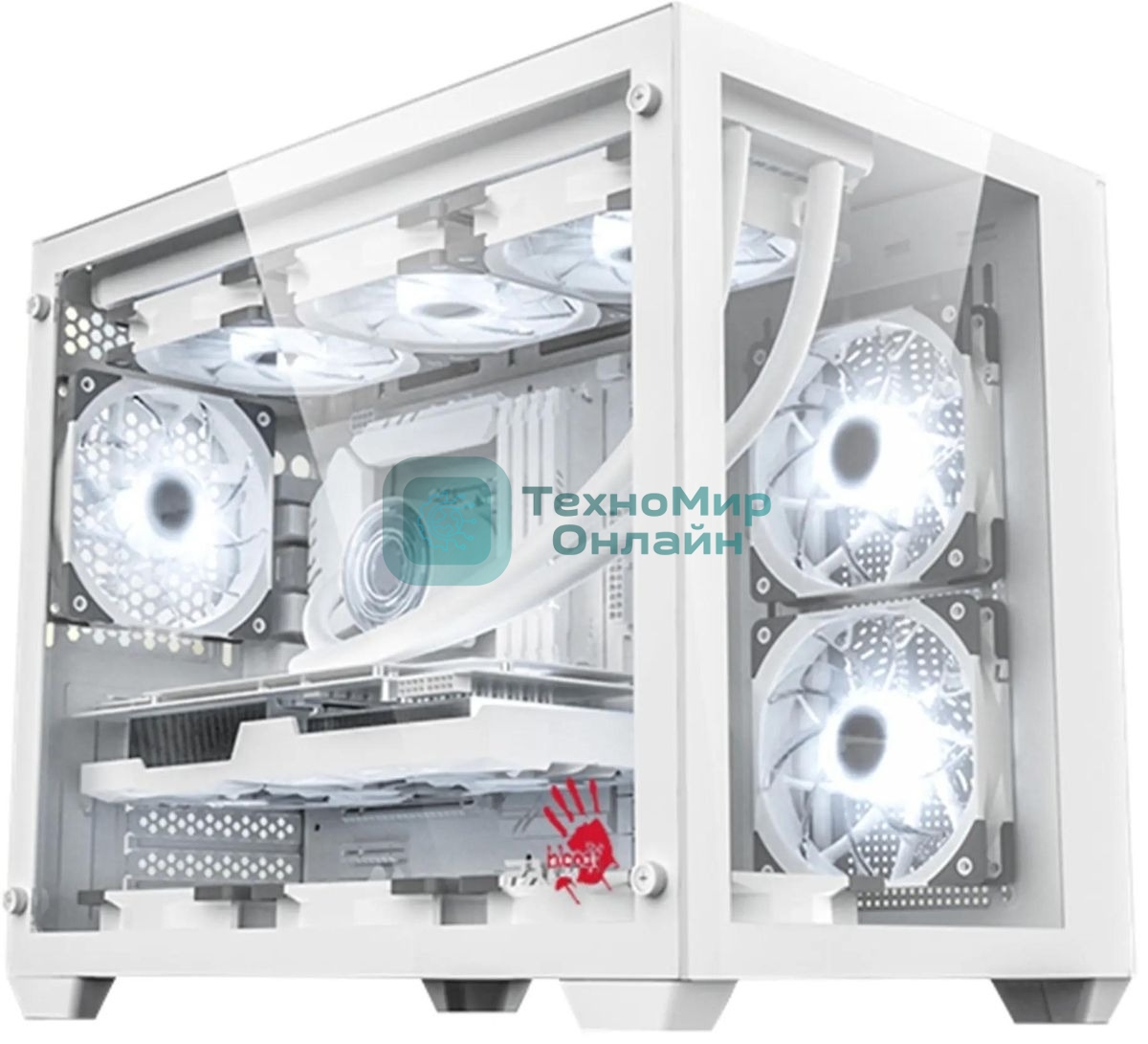 Компьютерный корпус Bloody BD-CC108 белый без БП mATX 9x120мм 2xUSB 3.0 audio bott PSU