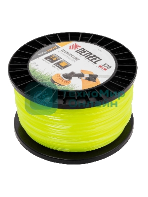 Леска для триммера Denzel квадрат 1,6мм х 370м, на DIN катушке FLEX CORD