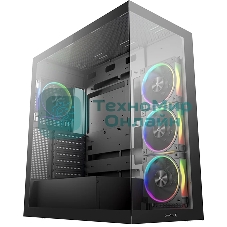 Компьютерный корпус Deepcool CG580 4F V2 без БП, боковое окно (панорама), 4x120мм ARGB PWM вентилятора, черный, ATX (R-CG580-BKADA4-G-2)