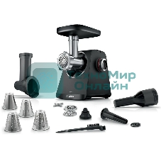 Мясорубка электрическая Bosch MFWS640B черный, 2100 Вт, 3.5 кг/мин, реверс, насадки - 9