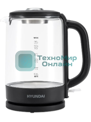 Чайник электрический Hyundai HYK-G3402 1.7л. 2200Вт серый/серебристый (корпус: стекло)