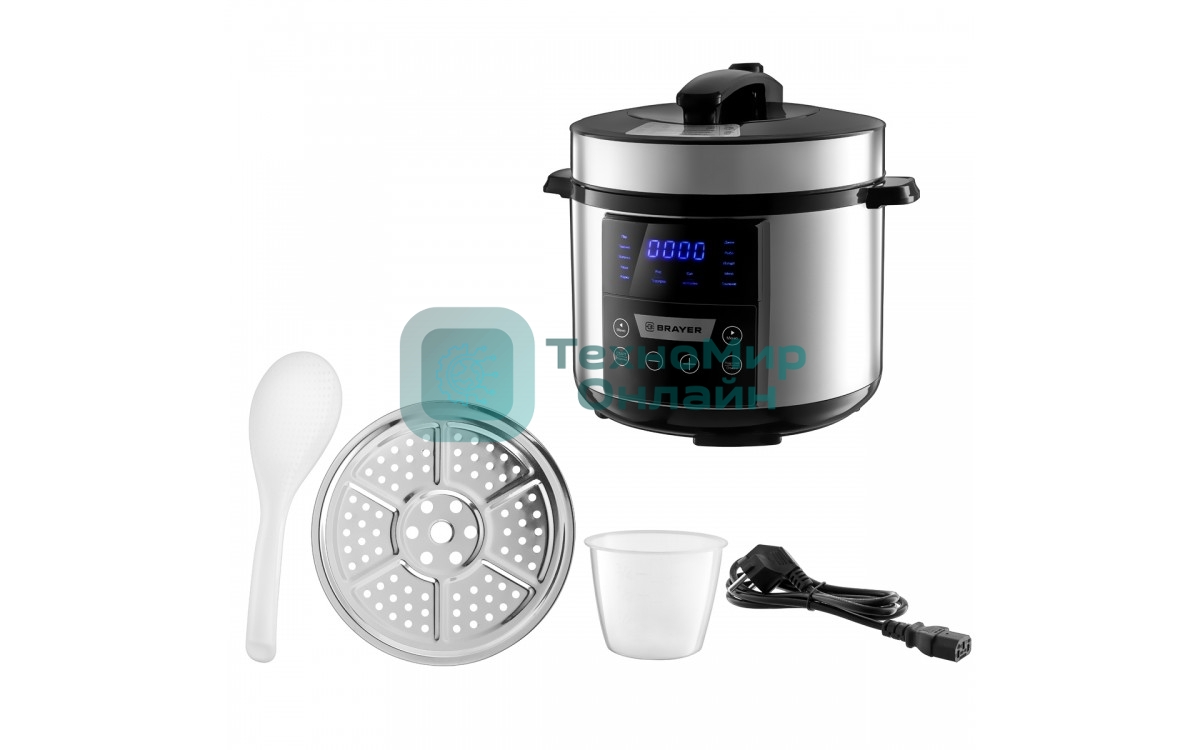 Мультиварка BRAYER BR2400 5 л, 900 Вт, серебристый