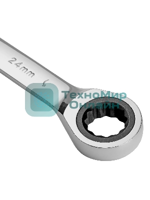 Ключ комбинированный Denzel, с трещеткой, 24 мм