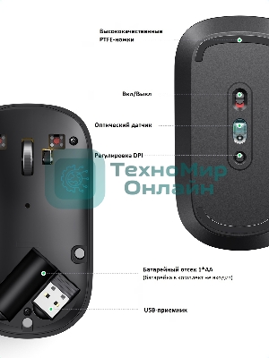 Мышь UGREEN Wireless MU001 (Light Gray)