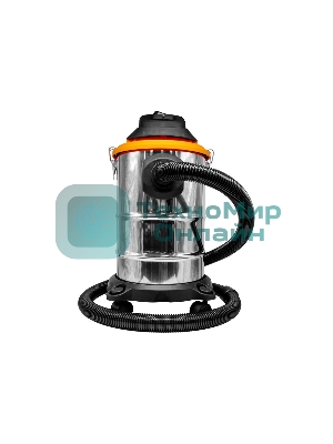 Строительный пылесос Вихрь СП-1500/20А серебристый, 1500 Вт, уборка сухая/влажная/выдув, пылесборник мешок, 20 л