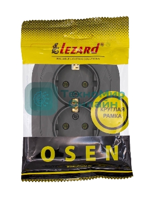 Розетка 2-м LEZARD СП OSEN с заземл. ПБТ, круглая, механизм, черный бархат 744-4200-127B