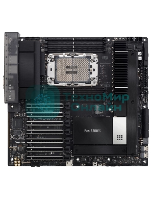 Материнская плата ASUS Pro WS W790E-SAGE SE, LGA4677, Intel W790, 8xDDR5 (ECC), 3xM.2, 2xSlimSAS, 8xSATA, 7xPCIe 5.0, 2x10Gb LAN, 1xUSB 3.2 Gen 2x2 (Type-C), 5xUSB 3.2 Gen 2 (Type-A + Type-C), 2xUSB 2.0, 5x3.5 мм, 7.1, EATX