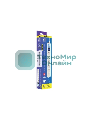 Фильтр-удлинитель PC PRO, 3 м, 6 р, белый, 16А, SPL6-16-P-3M