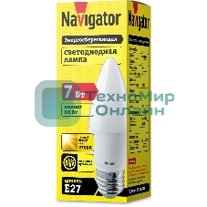 Лампа светодиодная Navigator NLL-C37-7-230-2.7K-E27-FR 7 Вт свеча 2700К теплый белый E27 525 лм 176-264В
