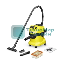 Строительный пылесос Karcher WD 4 P V-20/5/22 желтый, 1000 Вт, уборка сухая/сбор воды/выдув, пылесборник мешок/контейнер, 20 л