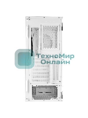 Компьютерный корпус Ginzzu GL 185 белый боковая дверца закаленное стекло на петлях на магнитах