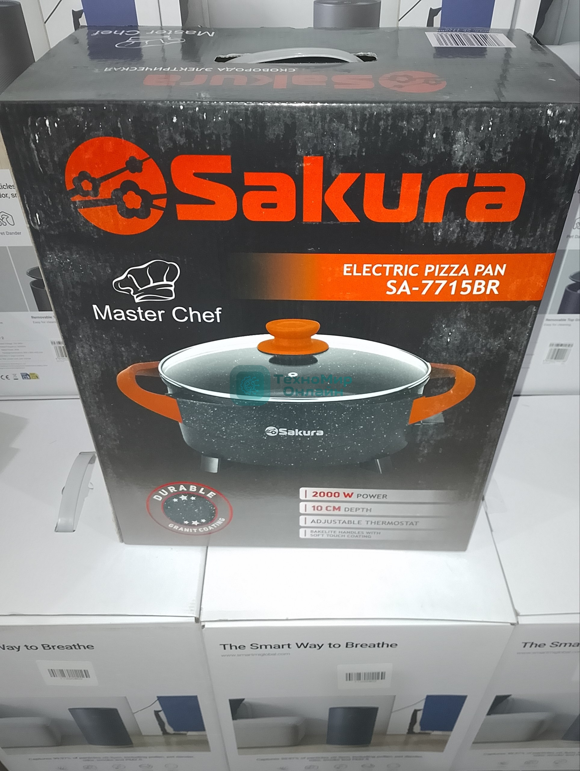 (Поврежденная упаковка) Электросковорода SAKURA SA-7715BR Master Chef 1800-2000Вт 30х10см кругл черн/красн
