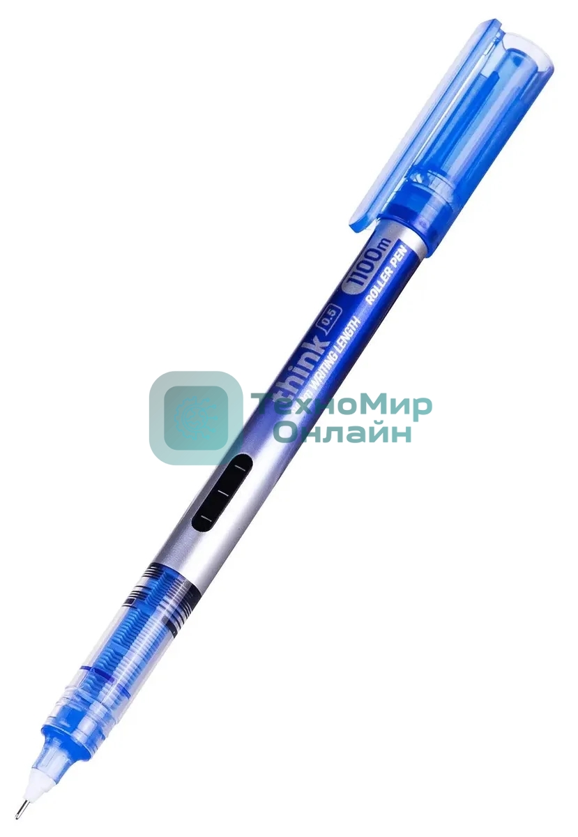 Ручка роллер Deli Think (EQ300-BL) синий, d=0.5мм, синие чернила, игловидный пишущий наконечник
