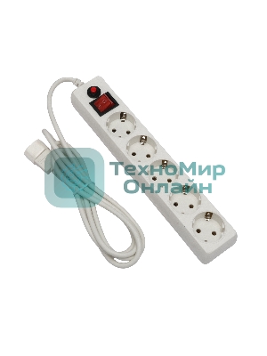Сетевой фильтр Гарнизон для ИБП, 5 р, 10А, 1.8 м, ур.защиты 4, белый, пакет