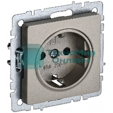 Розетка 1-местная IEK BRITE РС11-1-0-БрШ (BR-R11-16-K37) с заземлением, без защитных шторок, 16А, шампань