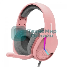 Гарнитура Marvo H8618 Tactic 40 розовый, проводная, USB, микрофон с шумоподавлением, RGB-подсветка