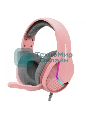 Гарнитура Marvo H8618 Tactic 40 розовый, проводная, USB, микрофон с шумоподавлением, RGB-подсветка