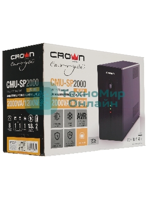 Источник бесперебойного питания Crown CMU-SP2000IEC/2000 ВА/1200 Вт/9 x IEC 320 C13 (компьютерная)