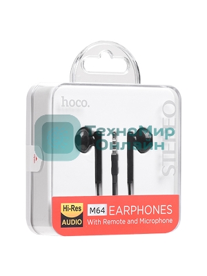 Проводные наушники Hoco M64 черный, внутриканальные, Jack 3.5 мм