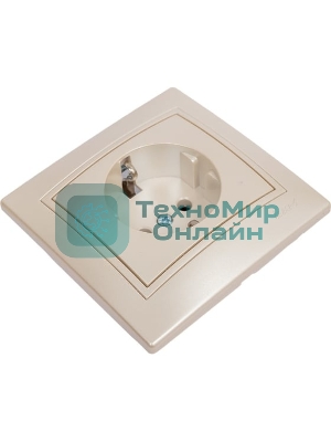 Розетка 1-м СП Мира керам. с заземл. жемчуж. белый перламутр Lezard 701-3030-122